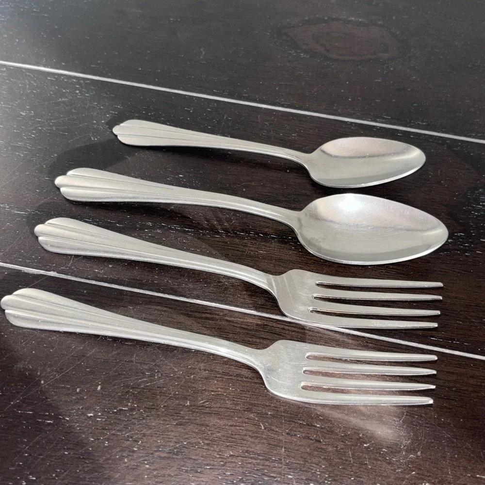 NS Co‎ 18-8 Stainless Steel Flatware Set | NST23 | 4pc 2 Forks 2 Spoons